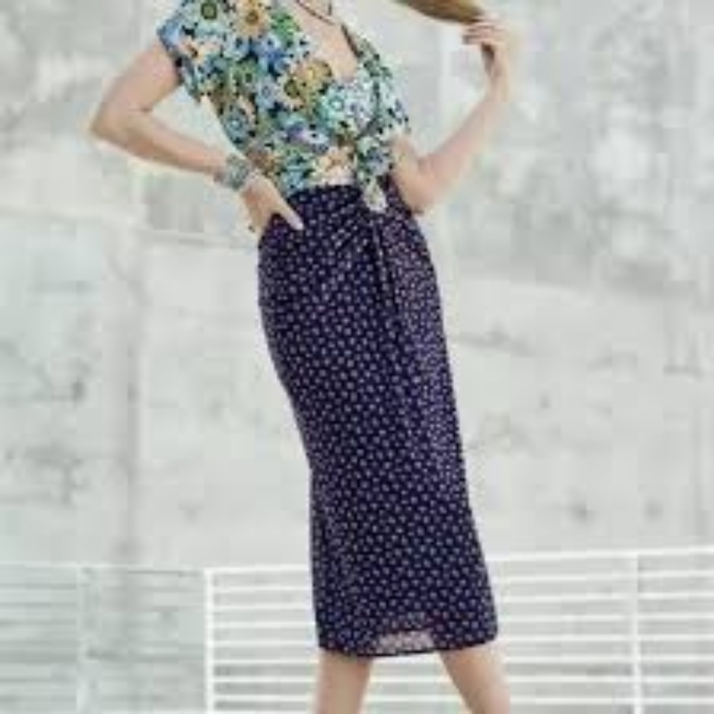 CAbi #5887 Island Floral Midi Skirt, size XXL